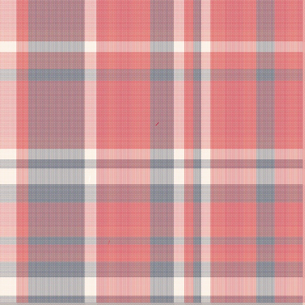 Generative Madras Checks textile study with red and indigo bands