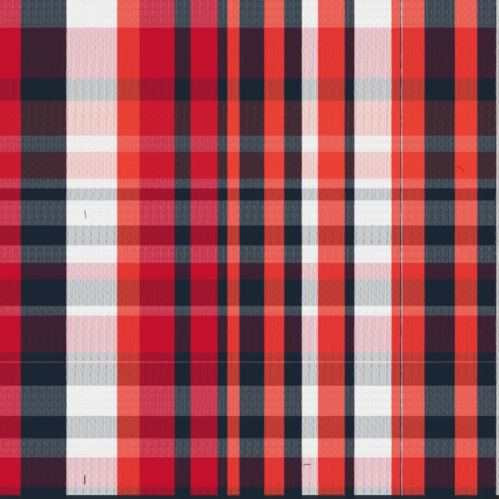 Generative Madras Checks textile study in deep indigo and rust